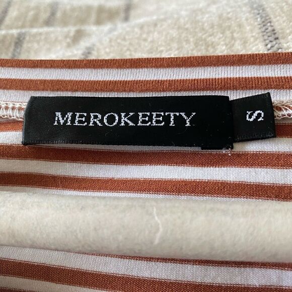 Merokeety copper striped tee dress pockets size S - Picture 7 of 9
